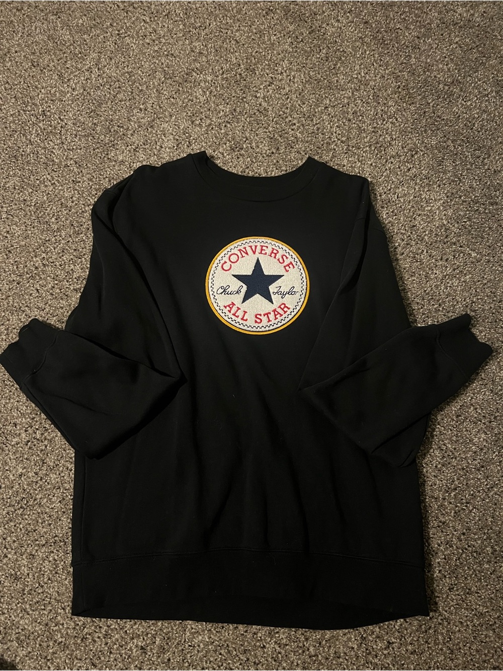 Converse Men's Black embroidered All Star Logo Sweatshirt